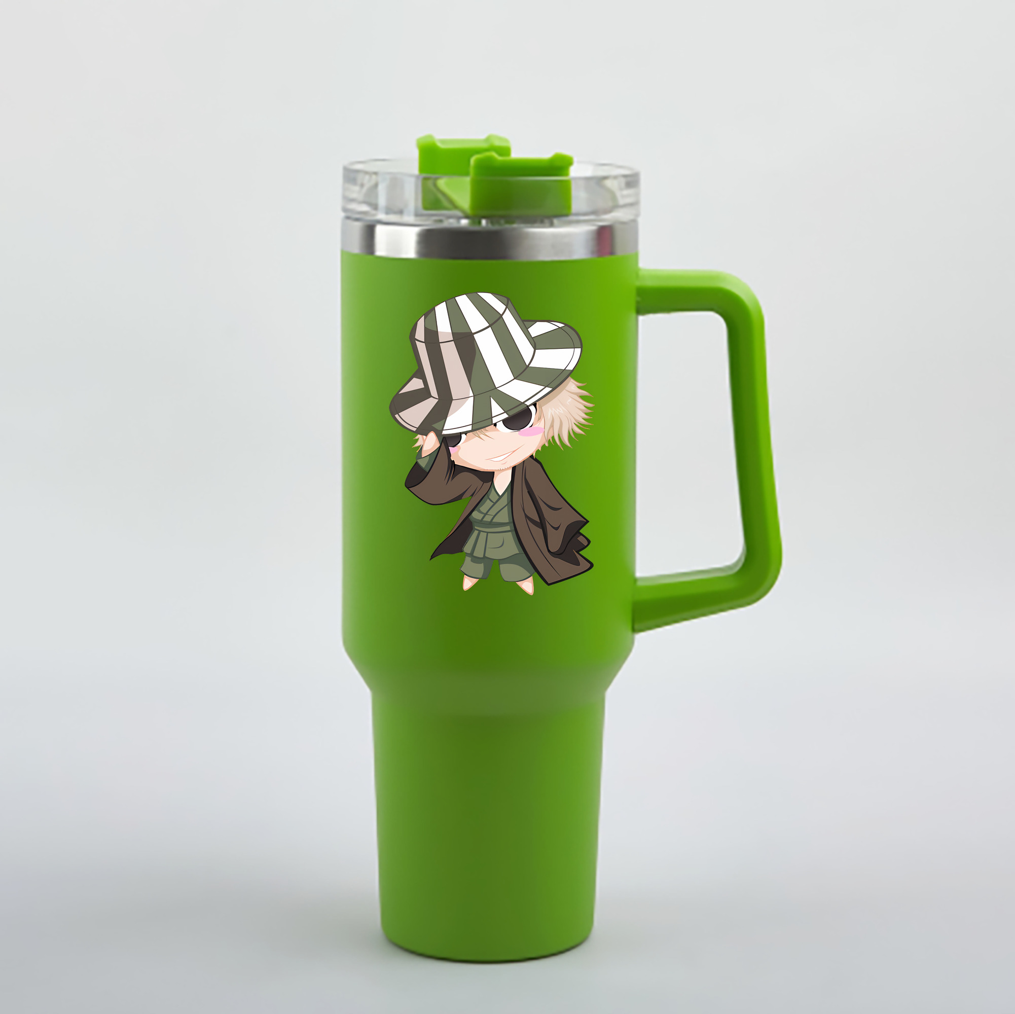 （画像用） "ブリーチ 浦原 喜助（うらはら きすけ） BLEACH Urahara Kisuke " 1200mL車用タンブラー - クリスタルステッカー（プラスチックストロー付き）